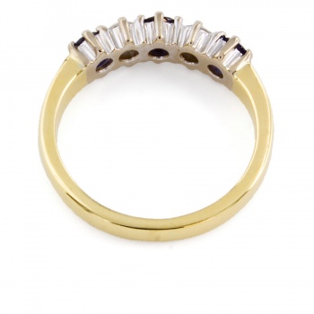 18ct gold Sapphire/Diamond half eternity Ring size K